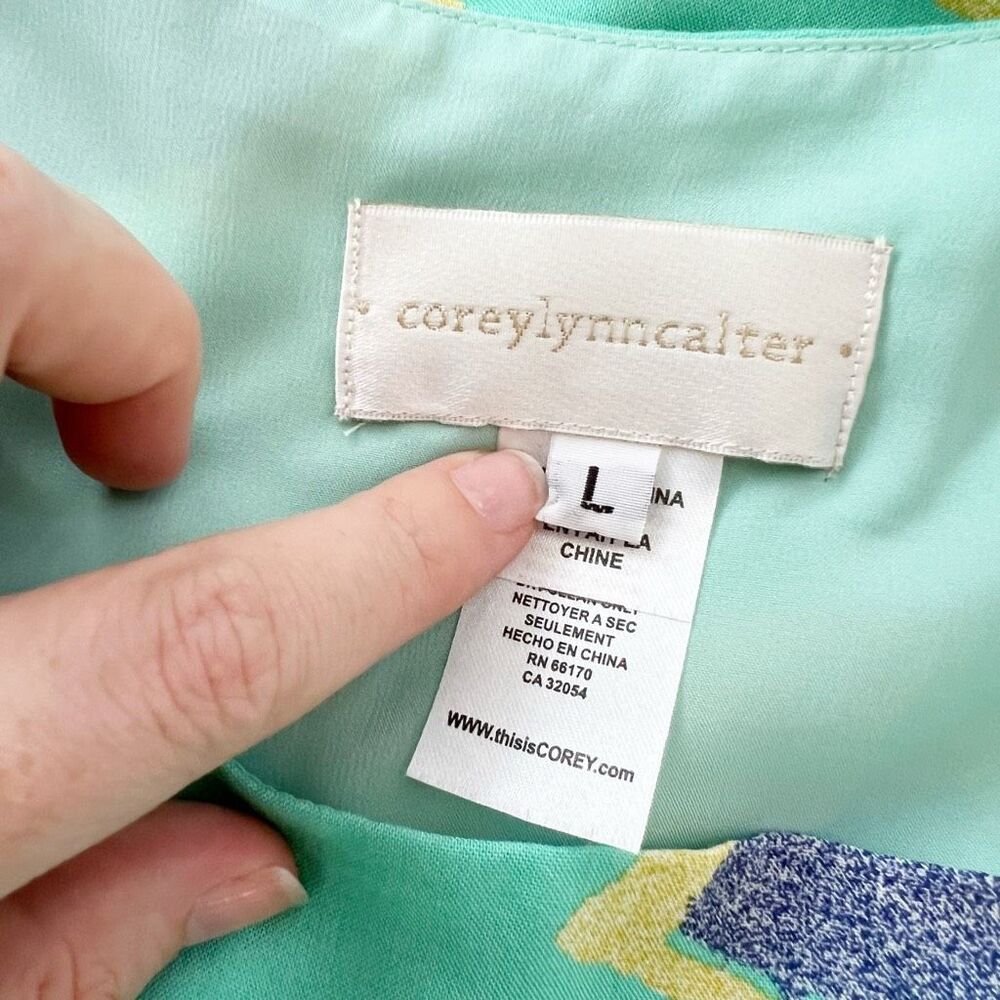 Corey Lynn Calter Womens Green Anthro Sketchbook Floral Midi Dress Size Large - Picture 5 of 6